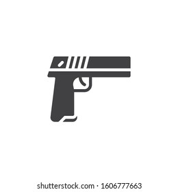 Hand Gun Weapon vector icon. filled flat sign for mobile concept and web design. Gun, pistol glyph icon. Symbol, logo illustration. Vector graphics