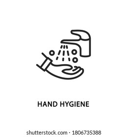 Icono plano de la línea de higiene manual. Símbolo de lavado de manos