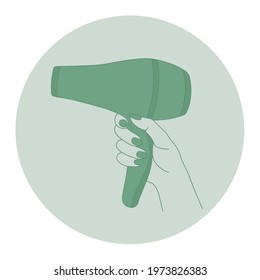 Hand of Hairdresser holding hair dryer hair.salon Icon vector fashion illustration. 