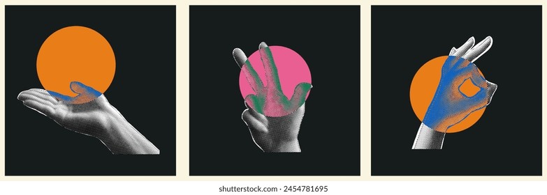hand, halftone, art, sticker, pop, element, poster, background, design, graphic, texture, punk, retro, vintage, abstract, fun, grunge, woman, idea, illustration, vector, y2k, set, contemporary, trippy