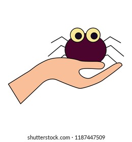 hand with halloween spider isolated icon
