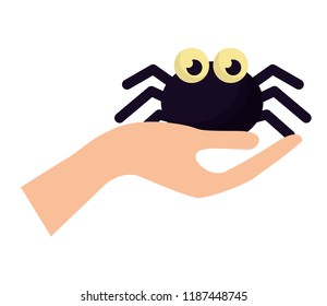 hand with halloween spider isolated icon