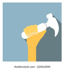 hand with  hammer