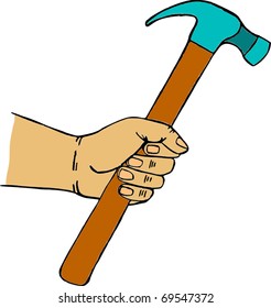 hand with hammer