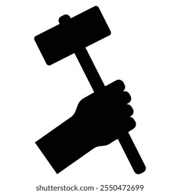 Hand with Hammer Icon Simple Design for Tools and Construction