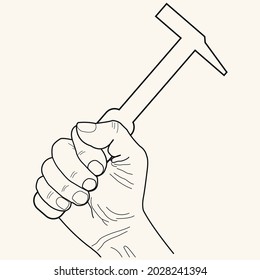 hand with hammer image in a vector format