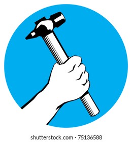 hand with hammer label vector eps 10
