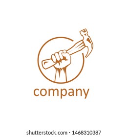hand and hammer logo design template.