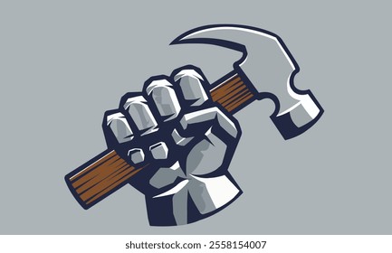 hand and hammer are made of metal.