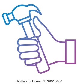 hand with hammer tool
