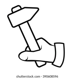 hand and hammer, vector icon