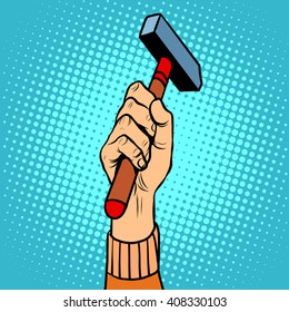 Hand with hammer vector illustration