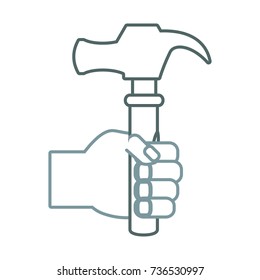 hand with hammer  vector  illustration