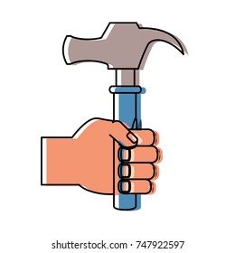  hand with hammer vector illustration