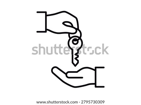 Hand handing key to another hand