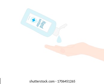 frasco de desinfectante con gota. desinfectante manual. higiene personal. desinfectador de manos. ilustración vectorial.