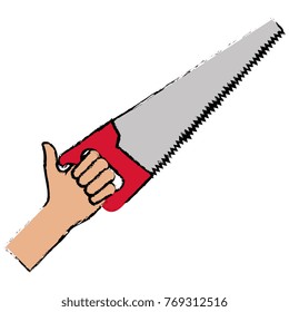 hand with handsaw tool