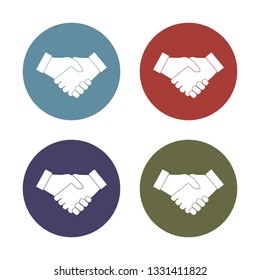 Hand, handshake icon set. Vector illustration, flat design.