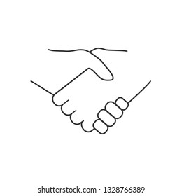 Hand, handshake icon. Vector illustration, flat design.