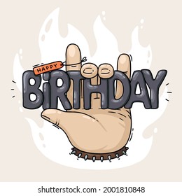 Hand with Happy Birthday words