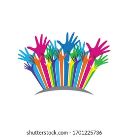 Hand happy celebration vector icon design