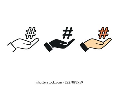 Hand up hashtag icon. Illustration vector