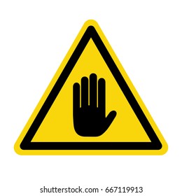 Hand hazard sign. symbol, vector, illustration