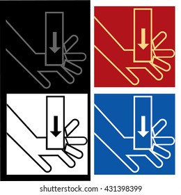 Hand hazards sign.
Danger Sign hand hazard turn off power.
