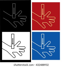 Hand hazards sign.
Danger Sign hand hazard turn off power.