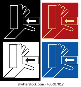 Hand hazards sign.
Danger Sign hand hazard turn off power.