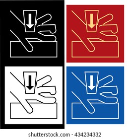 Hand hazards sign.
Danger Sign hand hazard turn off power.