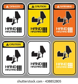 Hand hazards sign.
Danger Sign hand hazard turn off power.