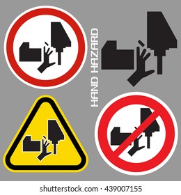 Hand hazards sign.
Danger Sign hand hazard turn off power.
