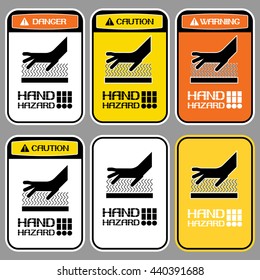 Hand hazards sign.
Danger Sign hand hazard turn off power.