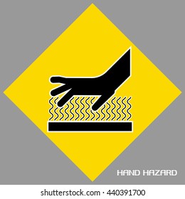 Hand hazards sign.
Danger Sign hand hazard turn off power.