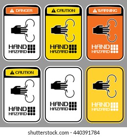 Hand hazards sign.
Danger Sign hand hazard turn off power.