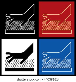 Hand hazards sign.
Danger Sign hand hazard turn off power.