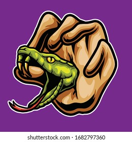 hand with head snake vector illustration