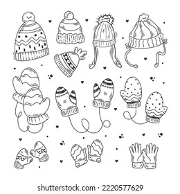 Hand and head warmers hand drawn doodles coloring