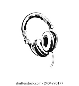 Hand headphones vector illustration isolated on white background