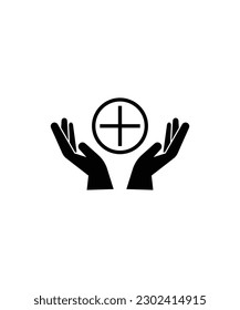 hand with health icon, vector best flat icon.