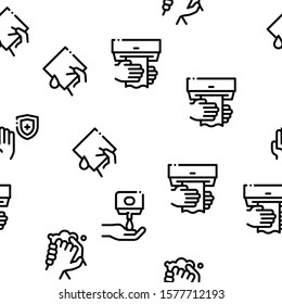 Hand Healthy Hygiene Seamless Pattern Vector Thin Line. Illustrations