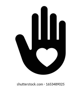 Hand hear vector icon isolated
