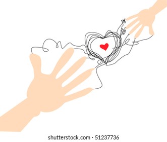 Hand heart ,about love, illustration