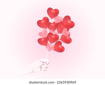 hand with heart balloon love valentine's day 