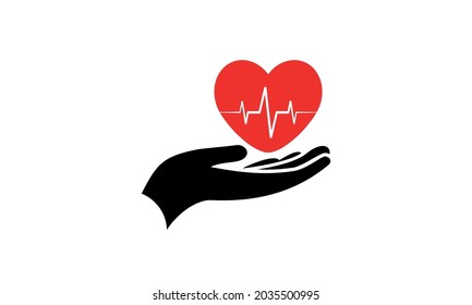 
Hand with heart cardio icon,Heartbeat in hand icon