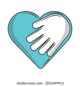 hand in heart, care concept icon isolated