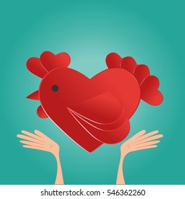 hand, Heart Chicken 