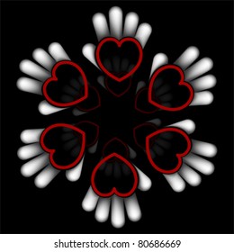 Hand heart circle icon. Teamwork and helping concept.