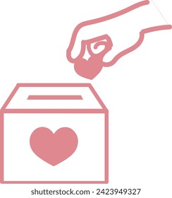 Hand with heart and donation box 1-2